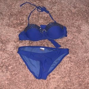 Woman’s blue and silver Xhilaration bikini